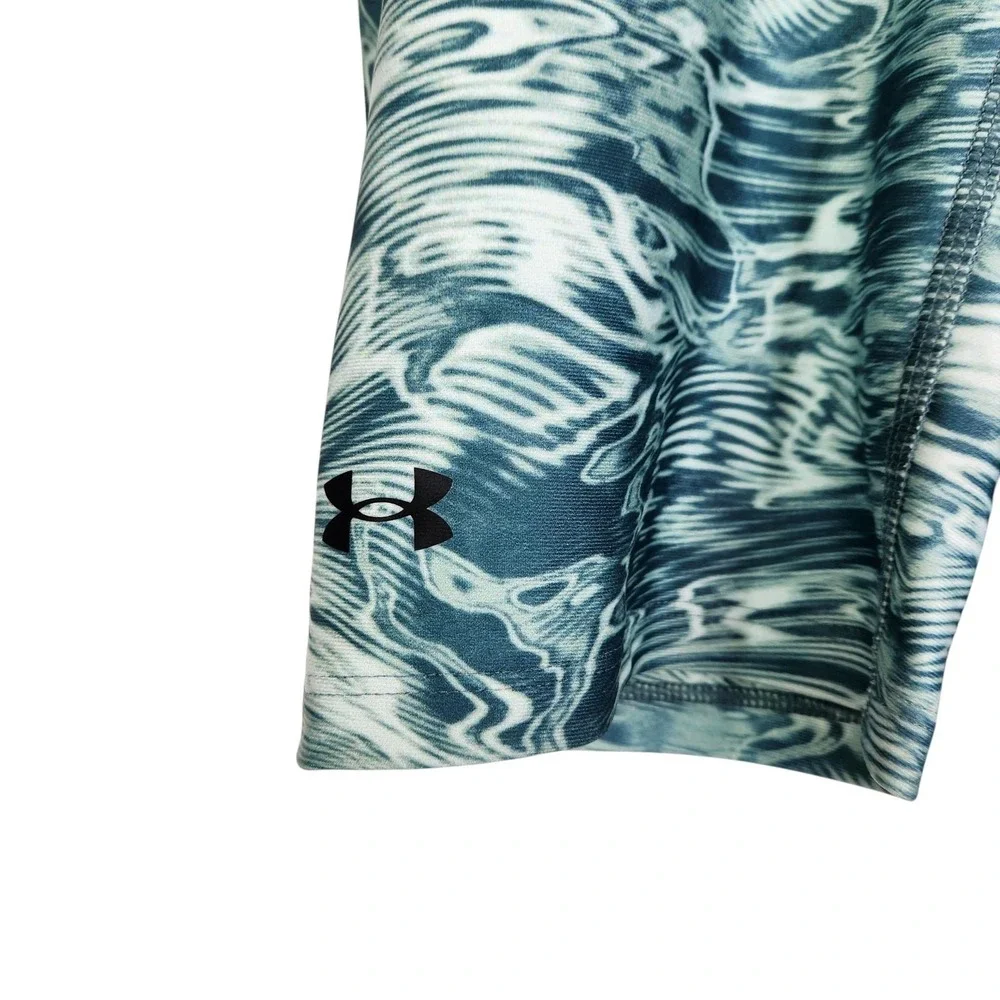 UNDER ARMOUR HeatGear Compression Shorts Womens XS Blue Water Print 9